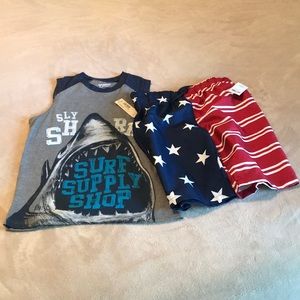 NWT Boys Swim Trunks and Sleeveless Shirt